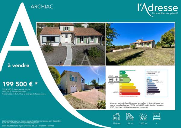 Maison Archiac 5 pièce(s) 139 m2