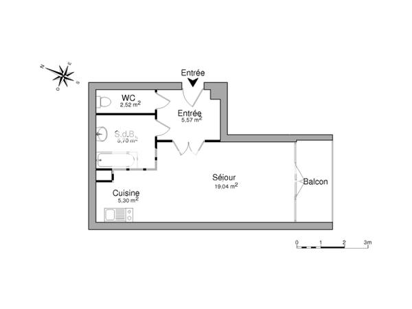 Location Studio 38.6 m² - 34 AVENUE JEAN JAURES Strasbourg 67100