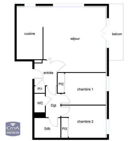 Appartement à vendre 3 pièces 63.79m² Quetigny (21800)