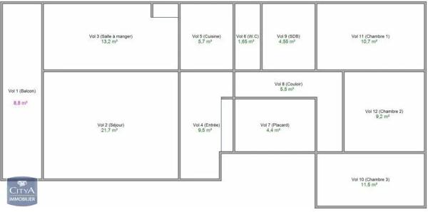 Appartement à louer 4 pièces 97.6m² Villeurbanne (69100)