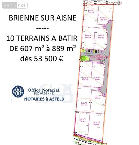 Terrain à Batir à vendre à Brienne-sur-Aisne dans les Ardennes (08190), ref : 021/1763