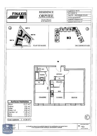 Appartement à louer 2 pièces 57.28m²