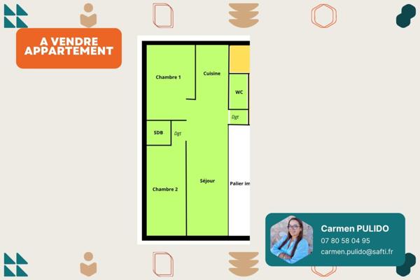 Appartement de type T3  à l'étage : proche de toutes les commodités à pieds.