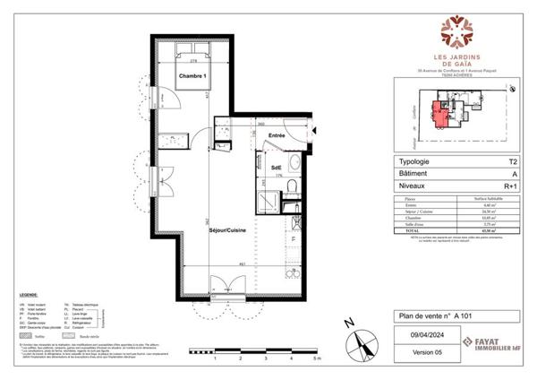 Appartement 2 pièces 45m2 - Centre ville