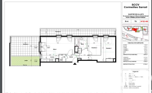 Appartement à vendre 3 pièces 65,5 m² Cormeilles-en-Parisis