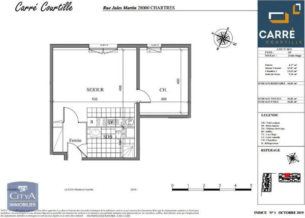 Appartement à louer 2 pièces 46.82m²