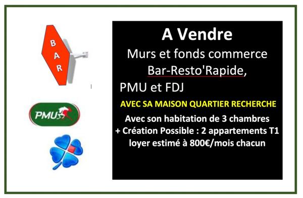 Vends Murs et fonds de commerce Bar, PMU et FDJ