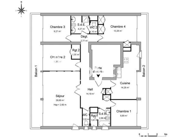 Location Appartement 5 pièces 112.84 m² - 14 BIS, PLACE PRAX-PARIS Montauban 82000
