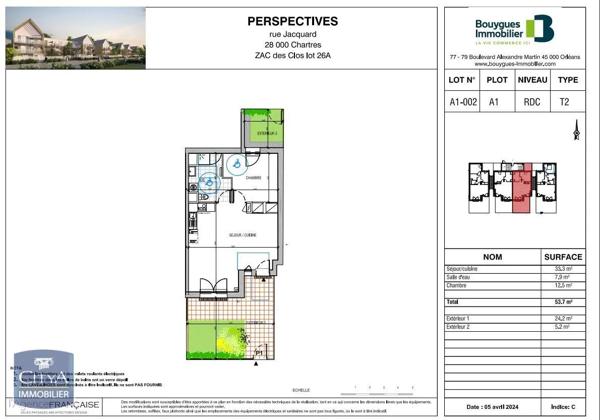 Appartement à louer 2 pièces 53.4m²