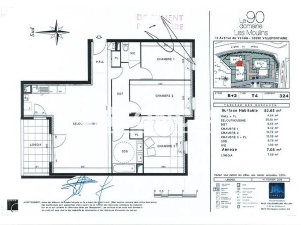 Location Appartement 4 pièces 82.7 m² - 39 AVENUE DE VELLEIN Villefontaine 38090