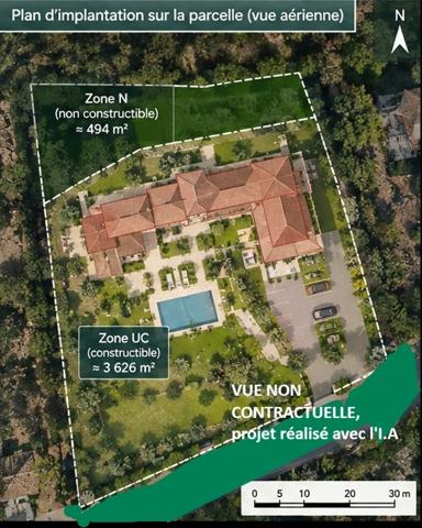 Unique sur Le Castellet, maison avec un terrain plat offrant une constructibilité d'environ 1800m2 de plancher