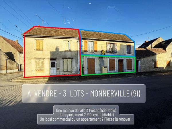 Opportunité pour investisseur sur le secteur d'Etampes ! Ensemble mixte composé de 3 lots avec parking et hang
