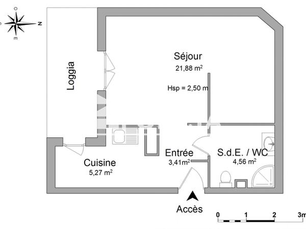 Location Studio 35.59 m² - 3 RUE MONDESIR Nantes 44000