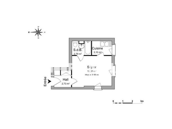 Location Studio 21.93 m² - 92 RUE BASSE Caen 14000