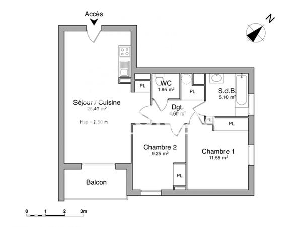Location Appartement 3 pièces 58.85 m² - 8 RUE VAU LOUIS Saint Brieuc 22000