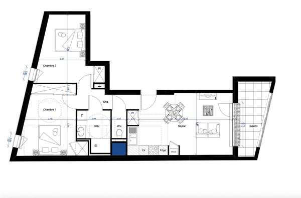Appartement à vendre 3 pièces 63 m² Rennes