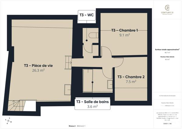 Appartement F3 à vendre  3 pièces - 34,34 m2 AUNEAU BLEURY ST SYMPHORIEN - 28