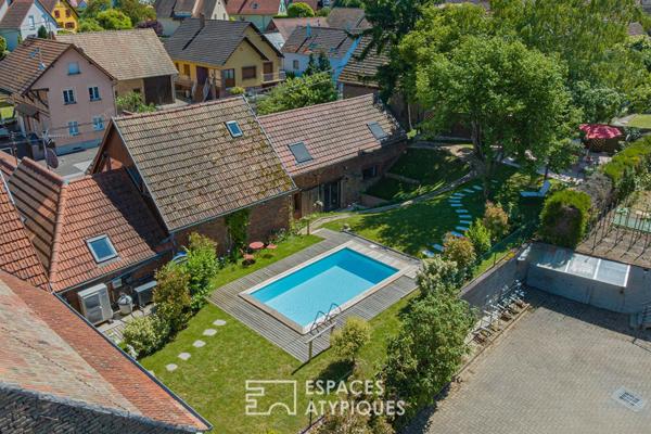 Propriété alsacienne réinterprétée avec piscine et vue