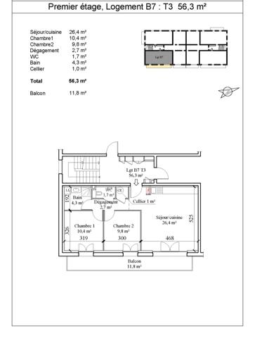 Appartement à vendre 3 pièces en plateau dans résidence entièrement rénovée – Vue Mont-Blanc