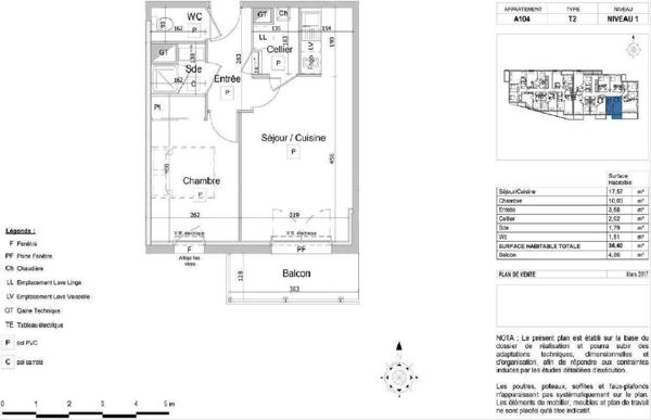 Appartement 2 pièces                                        - 44220 Couëron Réf : 12118
