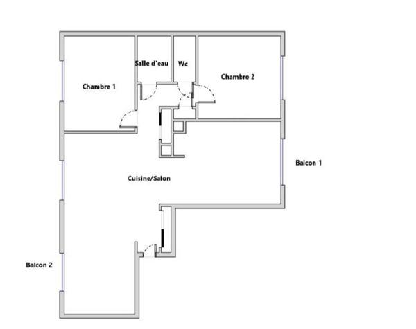 Appartement 3 pièces traversant avec balcons, cave et vue dégagée