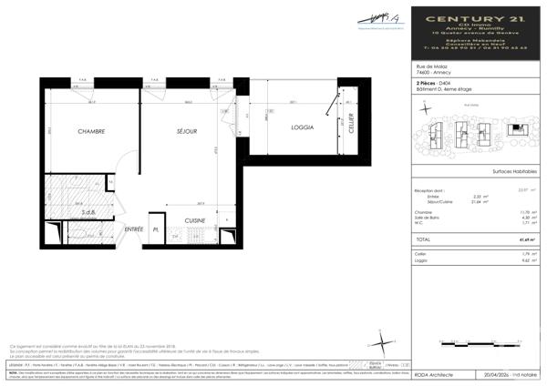 Appartement T2 à vendre  2 pièces - 41,69 m 2   SEYNOD  - 74