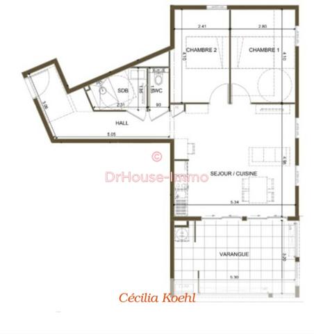 Appartement à vendre 3 pièces de 64 m²