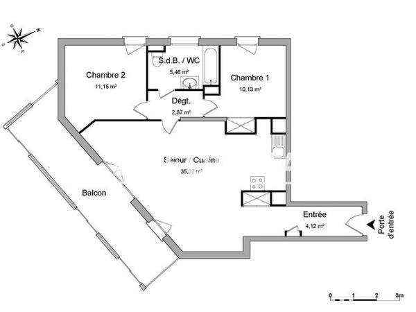 Location Appartement 3 pièces 68.75 m² - 8 RUE DE VENASQUE Toulouse 31400