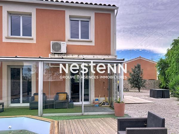 Perpignan, maison 3 faces 4 chambres, jardin et piscine