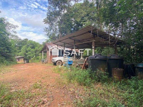 Terrain de loisir, pente douce, carbet, atelier, crique