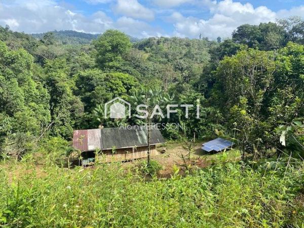 Terrain de loisir, pente douce, carbet, atelier, crique