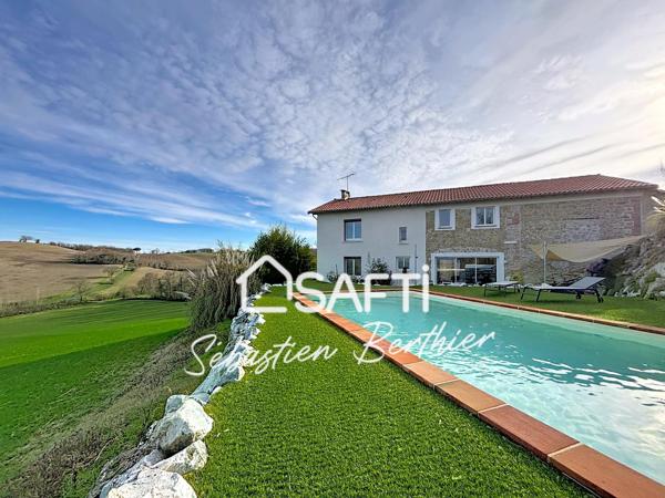 Maison de caractère rénovée avec piscine et vue dégagée –5 min Lavaur