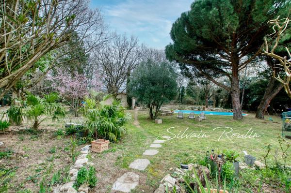 Maison T5 135 m2 avec piscine, terrain arboré et dépendance – environnement lavande et nature – Malataverne