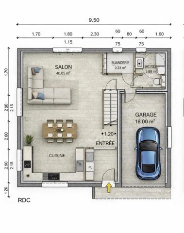 Maison 145 m² – 4 chambres – Garage – RE 2020 – Pontcharra - cuisine offerte