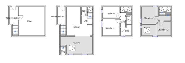 Maison de ville 3 chambres + bureau avec jardin