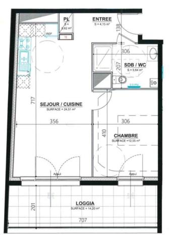 A louer : T2 NEUF avec sa terrasse de 15m², 2 parkings privés + cave