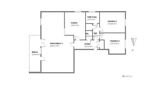 Appartement à vendre 4 pièces 72 m² Dijon