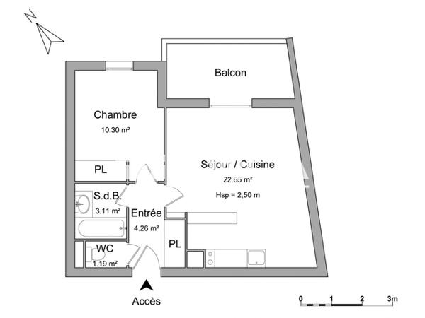 Location Appartement 2 pièces 41.51 m² - RESIDENCE WELLINGTON Billere 64140