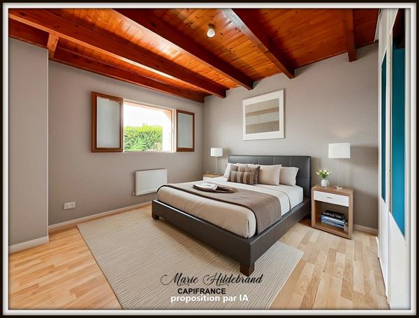 Maison avec jardin SANS VIS-À-VIS – centre village – 2 ch + bureau