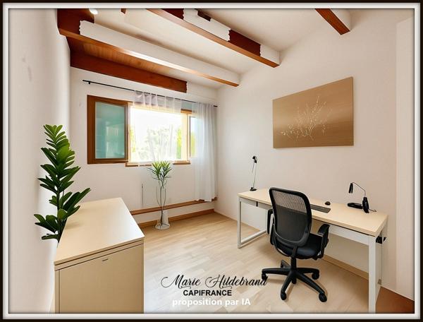 Maison avec jardin SANS VIS-À-VIS – centre village – 2 ch + bureau