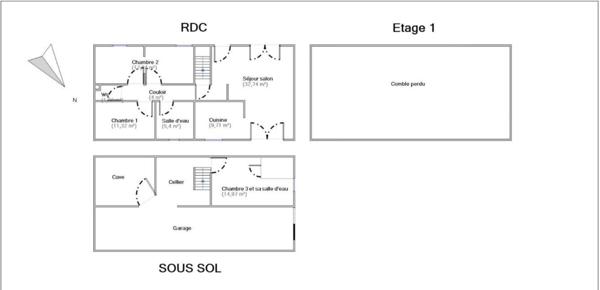 Pavillon 100m2 rénové - Domaine de l'Alleu
