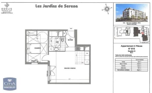 Appartement à louer 2 pièces 45.82m² Cachan (94230)