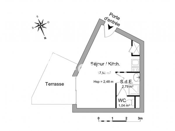 Location Studio meublé 21.39 m² - 57 AVENUE JEAN MONNET La Rochelle 17000