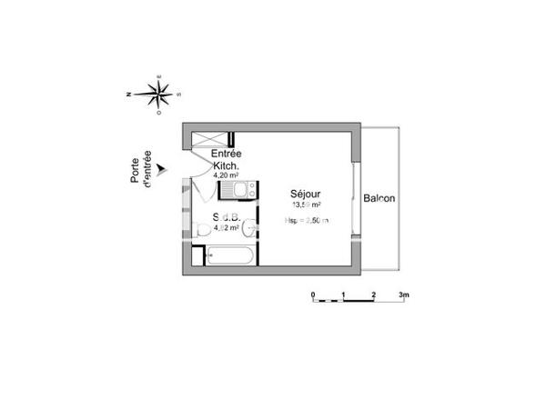 Location Studio 22.6 m² - 2 MAIL PIERRE MENDES FRANCE Pessac 33600