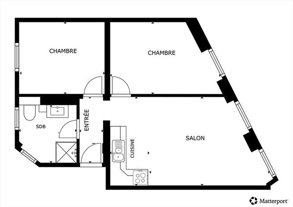 Appartement Paris 3 pièce(s) 43.86 m2