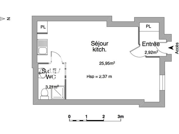 Location Studio meublé 32.08 m² - 5 RUE JEAN BAPTISTE CLEMENT Charleville Mezieres 08000