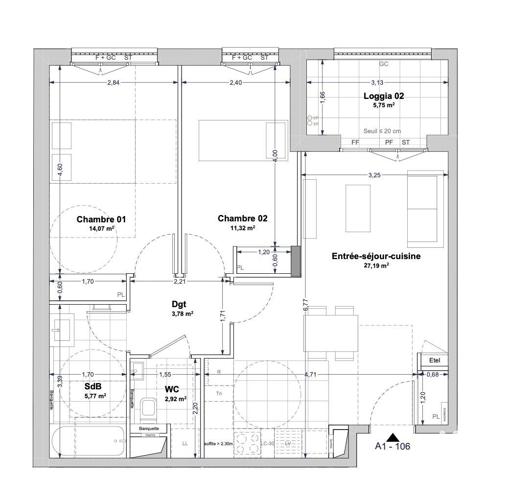Appartement à vendre 3 pièces 65 m² La Rochelle