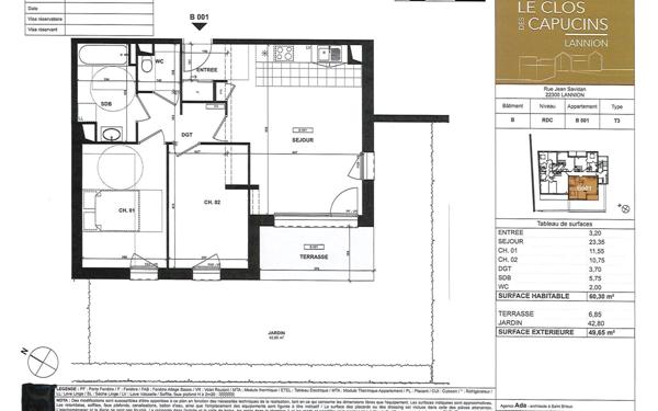 Appartement à vendre    3 pièces • 60,30 m2 Lannion