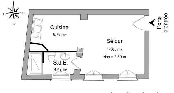 Location Studio 25.9 m² - Saint-germain-en-laye 78100