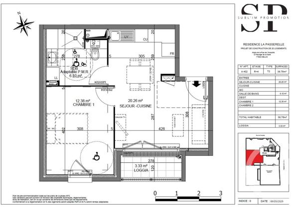 Appartement F2 à vendre  2 pièces - 38,76 m2 MELUN - 77